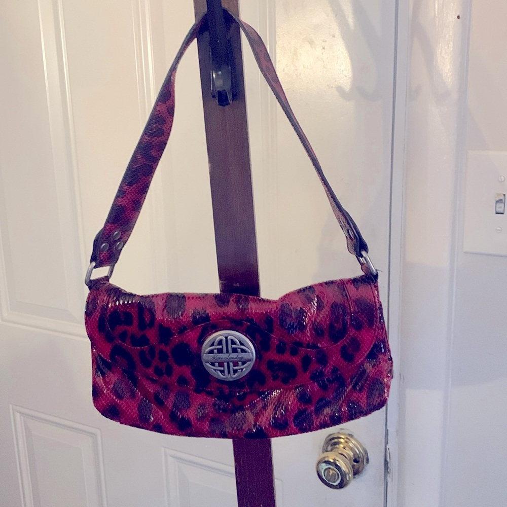 Kate Landry Y2K red and black animal print handbag